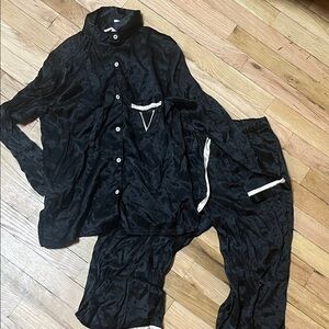 Black Satin Pajama Set